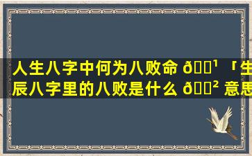 人生八字中何为八败命 🌹 「生辰八字里的八败是什么 🌲 意思」